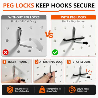 Pegboard Accessories Kit, 140Pcs Peg Board Hooks for Hanging