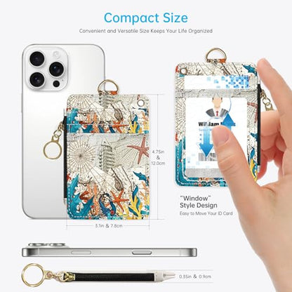 2-in-1 ID Badge Holder & Lanyard Wallet，Cute Zippered Pouch Sea Turtle 2 - color: Sea Turtle 2