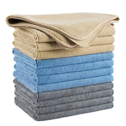 POLYTE 340 GSM Multipurpose Microfiber Cleaning Towel, 14x14 in, 12 Pack