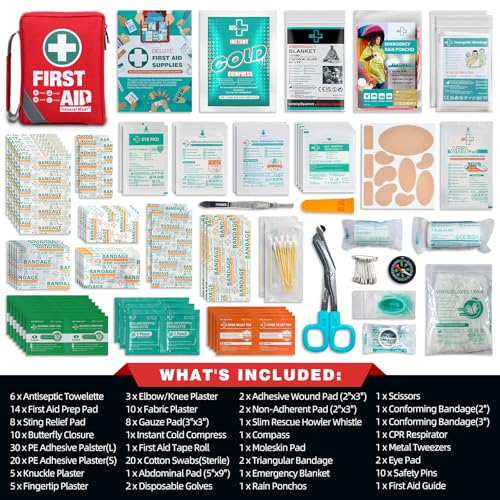General Medi First Aid Kit - Small Compact First Aid Kit Bag(175 Piece) - Reflective Bag Design- Includes Instant Cold Pack, Emergency Blanket for Travel, Home, Office, Vehicle,Camping