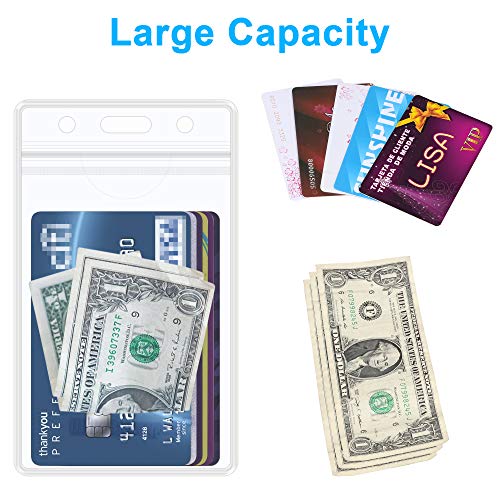 Wisdompro 10 Pack 2-Sided Card Slot Clear ID Badge Holder, Vertical - color: Clear Zip, size: 10 Pack Vertical