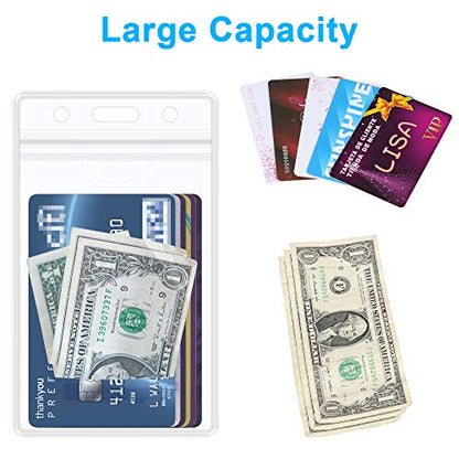 Wisdompro 10 Pack 2-Sided Card Slot Clear ID Badge Holder, Vertical - color: Clear Zip, size: 10 Pack Vertical