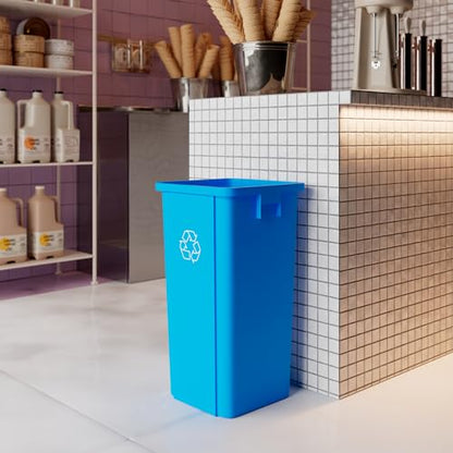23 Gallon Blue Square Commercial Trash Garbage Can | Outdoor Office Restaurant School Kitchen - color: Blue, size: 23 Gallon, style: Trash Can