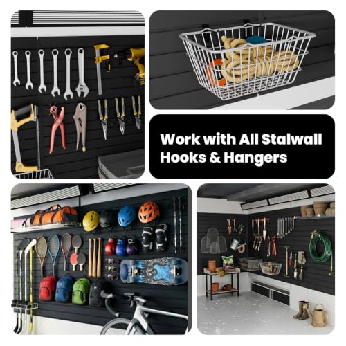 4x4 FT Slat Wall Paneling Wall Storage Systems with 12 Hooks (Black) - color: Black, size: 4x4 FT