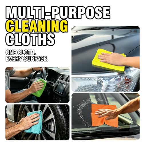 Shop Towels, 100 Pack - 11.5"x 11.5" Microfiber Cleaning Cloths - color: Multicolor