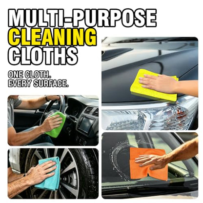 Shop Towels, 100 Pack - 11.5"x 11.5" Microfiber Cleaning Cloths - color: Multicolor