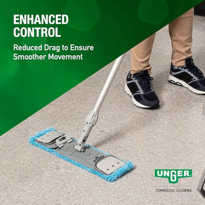 Unger Commercial SmartColor MicroMop 15.0, 16" Wet Microfiber Mop Pad, Reusable - Heavy-Duty Floor Cleaning, Blue - MM40B