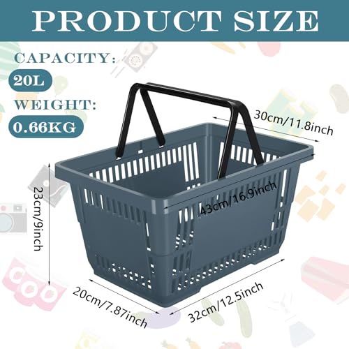 20 Pcs Bulk Shopping Baskets with Handles, Dark Gray - color: Dark Gray
