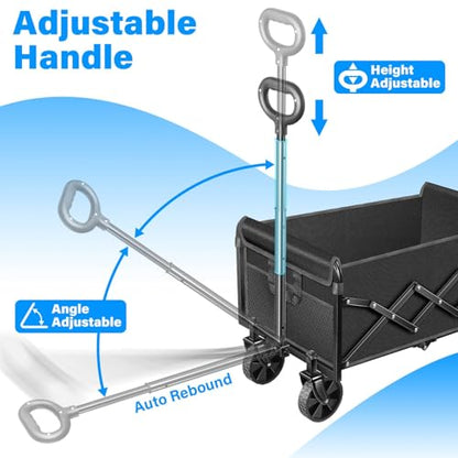 LIAPOTT Wagons Carts Foldable, Lightweight Collapsible Wagon Cart, 360lbs - color: Black