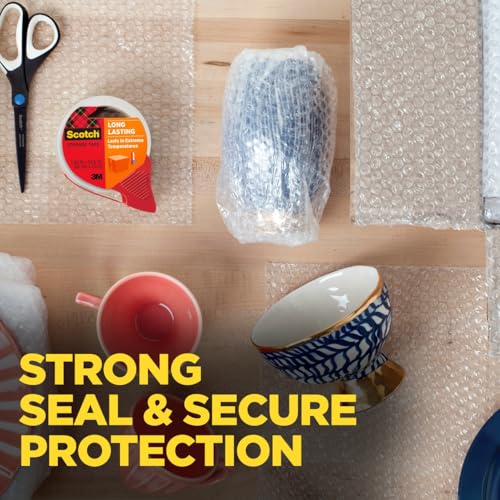 Scotch Long Lasting Storage Packaging Tape, 1.88" x 54.6 yd, Designed for Storage and Packing, Stays Sealed in Weather Extremes, 3" Core, Clear, 2 Rolls (3650-2)
