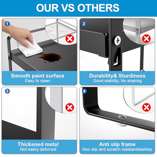 Expandable Cabinet Shelf Organizer, 11 Inch Deep, Black, 1 Pack - color: Black, size: 11" Deep | 1-Pack