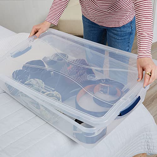 Rubbermaid Cleverstore 42 Quart Stackable Plastic Storage Container Organizer Bin with Latching Lids for Garage, Closet, and Classroom, Clear, 4 Pack - size: 42 Qt - 4 Pack