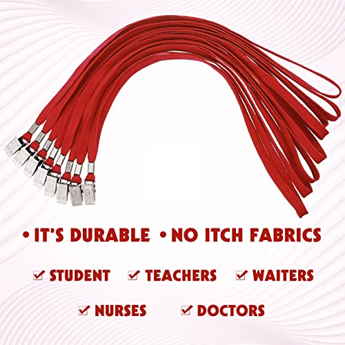 Hoolerry 300 Pcs Lanyards Bulk for ID Badges, Flat Swivel Hook, Red - color: Red