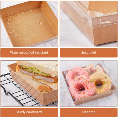 Ocmoiy Charcuterie Boxes with Clear Lids, 5 Inches, 50 Pack, Brown - color: Brown