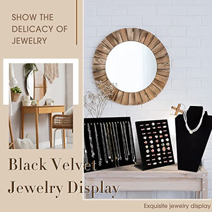 Henoyso 22 Pcs VelvetJewelry Display for Vendors Necklace Bust Holder - color: Black