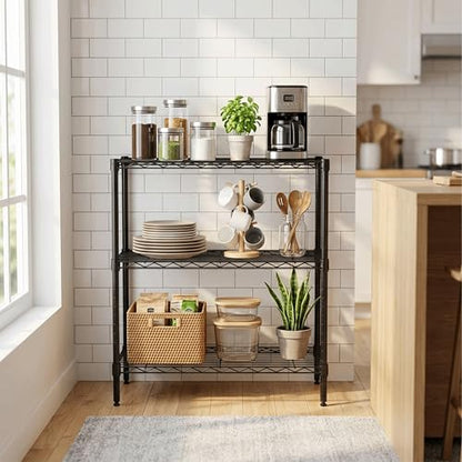 Simple Deluxe Heavy Duty 3-Tier Wire Storage Shelves, 200lbs per Shelf, Adjustable & Rustproof for Kitchen Bathroom Pantry Garage, 23.2" W×13.4" D×30" H