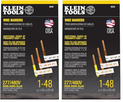 Klein Tools 56252 Wire Marker Book, 277/480V 3 Phase 1-48 (Pack of 2) - size: 1 Count (Pack of 2), style: 277/480V