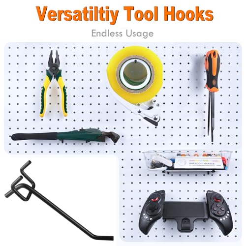 Pegboard Hooks Accessories 62pcs Metal Peg Board Tool Hangers (Black) - color: Black