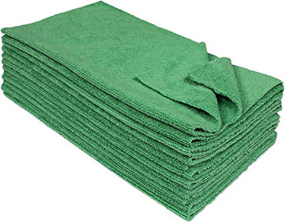 CleanAide Ultrasonic-Cut 300 GSM Microfiber Cleaning Towels, Lint-Free, Scratch-Free, Highly Absorbent, Durable & Reusable with Label-Free Edges for Auto, Home & Commercial Use, 14" x 14", 12-Pack, - color: Green