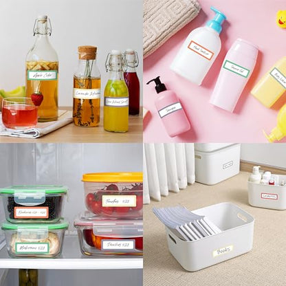 270 PCS Removable Labels, 9 Colors Self-Adhesive Rectangular Stickers Water/Oil/Tear Resistant for Food Containers, Freezer, Kitchen, Files, Jars, Pantry Storage, Office, Bathroom, School (15 Sheets) - color: Style 5