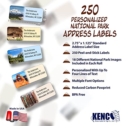 Customized Personalized Address Labels - Made in The USA by Kenco (250 Labels, National Parks) - color: National Parks, size: 250 Labels