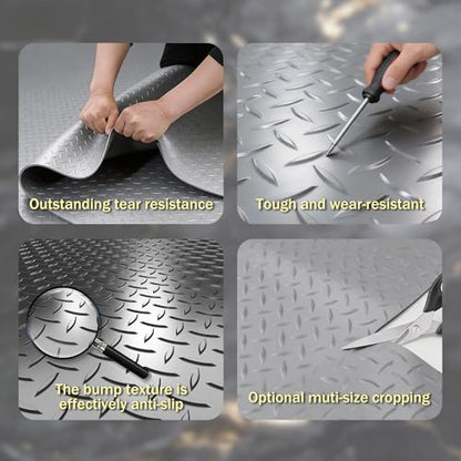 StellarStar 4x6 FT Garage Floor Mat, 2.8mm Thickened PVC Diamond Plate - color: Gray, size: 4x6 FT