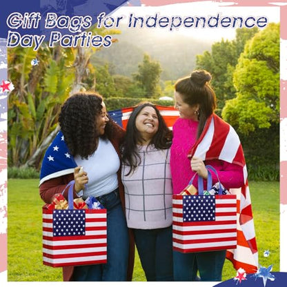 Abbylike 30 Pcs American Flag Gift Bag Patriotic Reusable Non Woven Tote - style: American Flag