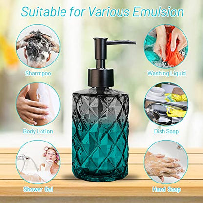 Glass Soap Dispenser with Plastic Pump, 330ml/11oz. Liquid Hand Soap Dispenser for Bathroom and Kitchen, Hand-Pump Dispenser for Dishwashing Liquid, Lotion, Soap, Shower Gel, Essential Oil (Black) - color: Black