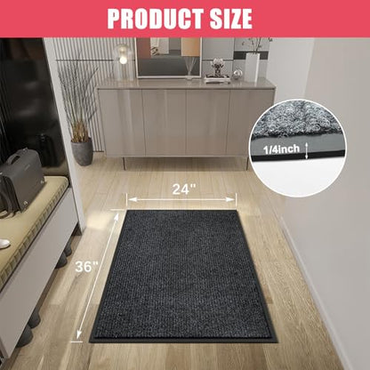 Kuyal Front Door Mat, 2'x3' Indoor Outdoor Entrance Mats - size: 24" x 36"