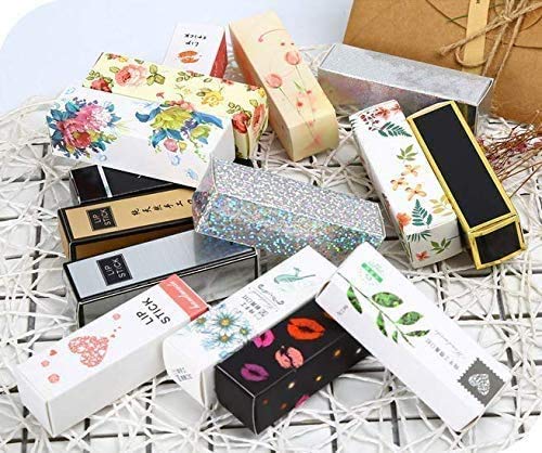 Healthcom 100 Packs Shiny Laser Silver Lipstick Tube Packaging Box Kraft Paper Lip Gloss Tube Wrapping Paper Gift Grocery Box Makeup Favor Packaging Cosmetics Containers Essential Oil Bottle Storage Boxes