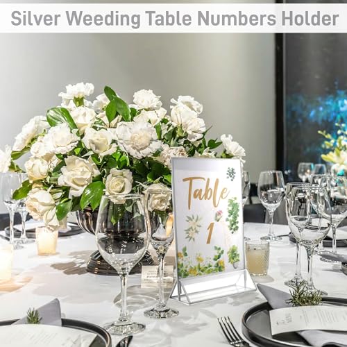 5x7 Acrylic Sign Holders, 6 Pack Silver Picture Frames for Table Number - color: Silver, size: 6 Pack 5x7 Inch