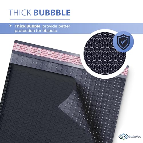 Black Bubble Mailers 7.25x12, Self Seal Poly Padded Envelopes #1, 100 Pack - color: Black, size: 7.25"x12" / 100 Pack