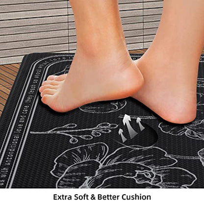 Kitchen Floor Mat Set of 2, Anti Fatigue Kitchen Mat 20"x32"+20"x47" - color: Black, size: 20"x32"+20"x48"
