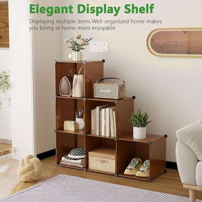 C&AHOME 6-Cube Storage Organizer Cube Shelf Closet Storage Bookcase, Brown - color: Brown