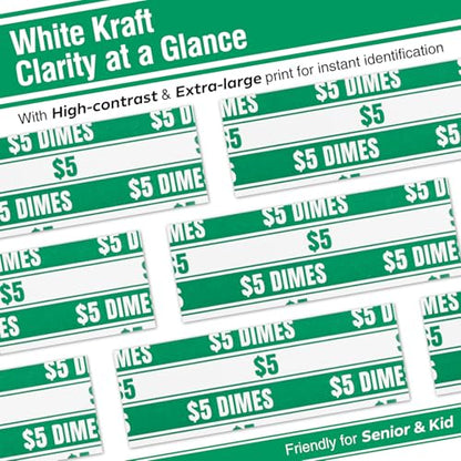 THEBLUETOUCH 100 pcs White Kraft Flat Coin Wrappers for Dimes - size: 100 Dimes Only