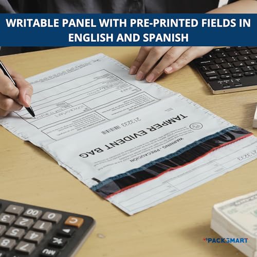 12”x16" Opaque Plastic Deposit Bags with Security Tape Tamper Evident - Secure Bank Deposits, Cash Handling, & Currency Transport | Self-Sealing Tape with Hidden Graphics | 100-Pack - color: Opaque, size: 12"x16"