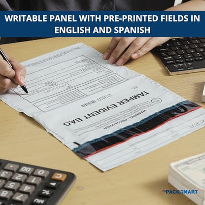 12”x16" Opaque Plastic Deposit Bags with Security Tape Tamper Evident - Secure Bank Deposits, Cash Handling, & Currency Transport | Self-Sealing Tape with Hidden Graphics | 100-Pack - color: Opaque, size: 12"x16"