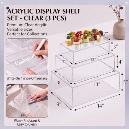 3 Pack Extra Large Clear Acrylic Buffet Risers 14” 13” 12” Cubes - color: Clear, style: Cube
