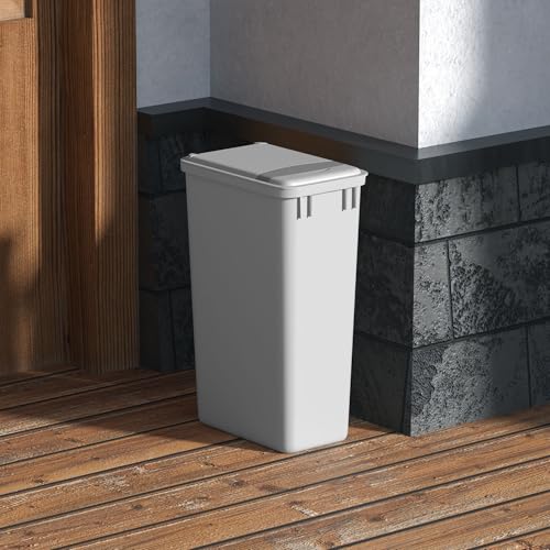 Dowell 50QT Wastebasket Trash Container, 13Gal, Plastic, Stackable, for Kitchen/Bathroom/Office,Tall Trash Can 22-3/8"H (Grey 4000 50 04) - size: 52.8Qt - 1 Pack