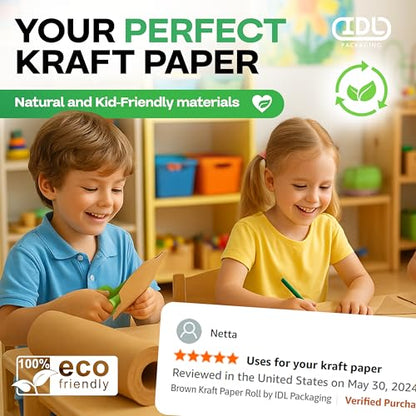 Brown Paper Roll 36" x 1800" (150 feet) - USA-Made Wrapping Kraft Paper 50lb Thickness for Packing, Moving, Shipping, Crafts, Arts, Birthday Party - 100% Recycled Gift Wrap Material by IDL Packaging - color: Brown, size: 36"x150' (#50 thick)