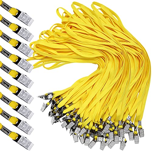 Hoolerry 300 Pcs Lanyards Bulk for ID Badges, Flat Swivel Hook, Yellow - color: Yellow