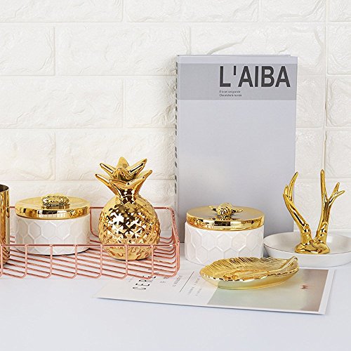 Owlgift Ceramics Jewelry Box w/Accessories Organizer Storage Tank Container (Bee Lid)
