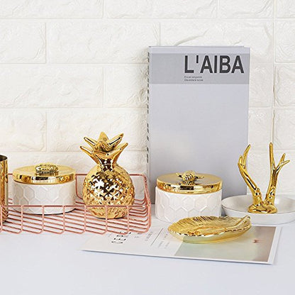 Owlgift Ceramics Jewelry Box w/Accessories Organizer Storage Tank Container (Bee Lid)