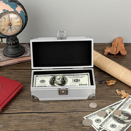 Hipiwe Lockable Cash Box Aluminium Alloy Money Box for with Key Lock - color: Silver, size: Small
