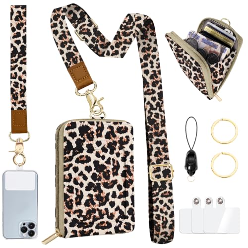 ID Badge Holder with Lightweight RFID Blocking Card Holder, Lanyard Wallet - color: Classic Leopard