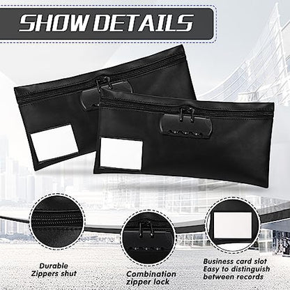 LEIFIDE 6 Pcs Money Bag with Lock 11 x 5.5 Inches