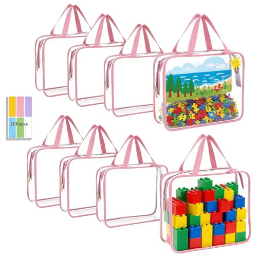 8 Packs Clear Toy Storage Bags, Red - color: Red, size: 8 Packs