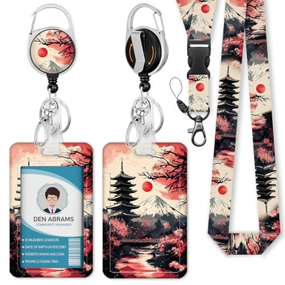 Piefly Lanyards for Id Badge, Teacher Card Holder Retractable Reel Red Moon - color: Red Moon