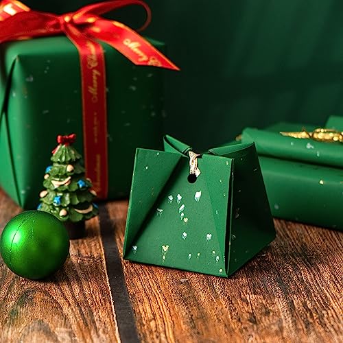 WRAPAHOLIC 30 Inch Green Wrapping Paper Roll - 30 Inch x 16.5 Feet - Green Gold Foil Design with Silky Touch Perfect for Christmas, Birthday, Holiday, Wedding, Baby Shower - color: Green, size: 30 inch x 16.5 feet