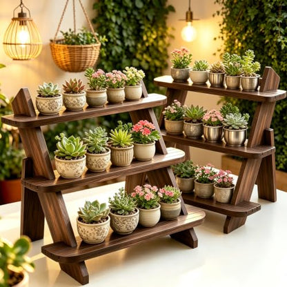 3 Tier Wooden Display Stand Wood Cupcake Stands Tool Free, Rustic Risers Dessert Retail Table Display Shelf Spice Rack Organizer Holder,Large Makeup Cologne Perfume Organizer,Figure Collectible Shelf
